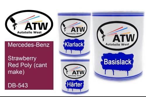 Mercedes-Benz, Strawberry Red Poly (cant make), DB-543: 1L Lackdose + 1L Klarlack + 500ml Härter - Set, von ATW Autoteile West.